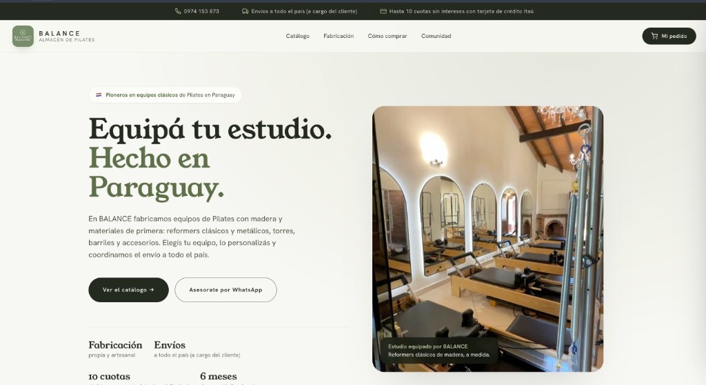 Sitio web Balance Almacén de Pilates